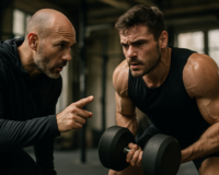 =Entrenador guiando a un atleta en entrenamiento intensivo
