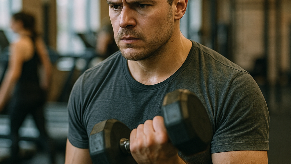 =Entrenamiento serio en gimnasio recreativo